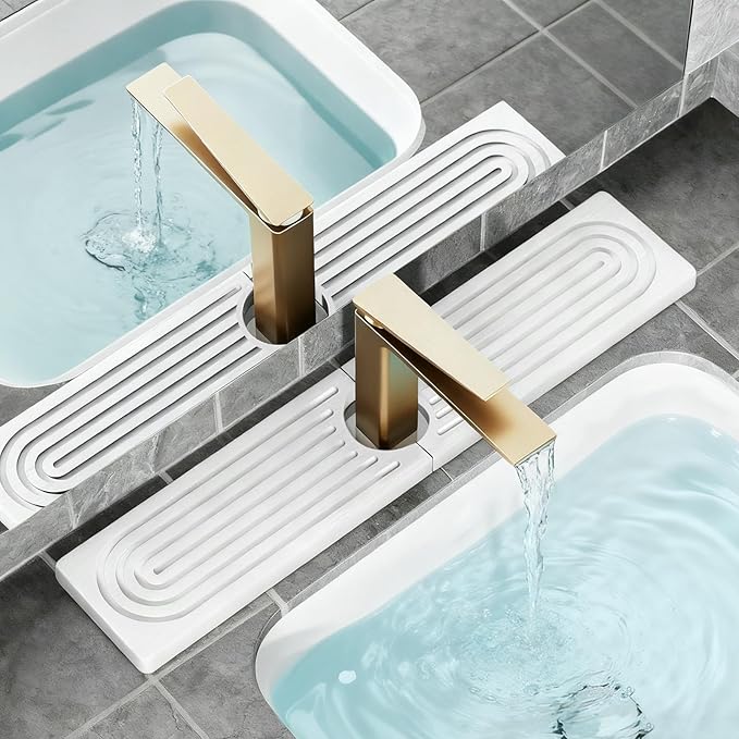 Stone Faucet Mat - Prevent Moisture & Quick Dry, Diatomite Stone Drying (Includes Silicone Feet), for Kitchen and Bathroom Faucets (1 PCS Diatomite Stone Drying Mat)