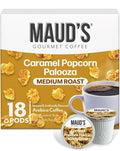 Maud's Caramel Popcorn Flavored Coffee Pods, 18 ct, Medium Roast Flavored Coffee in Single Serve Pods – 100% Arabica Beans, Compatible with Keurig K Cups Maker