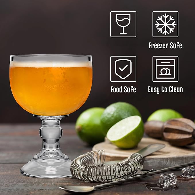 Tanlade 8 Pack 21.5 oz Margarita Schooner Glasses Bulk Extra Large Claw Shaped Shrimp Glasses Big Goblet Style Schooner for Cocktail, Coronaritas, Margaritas