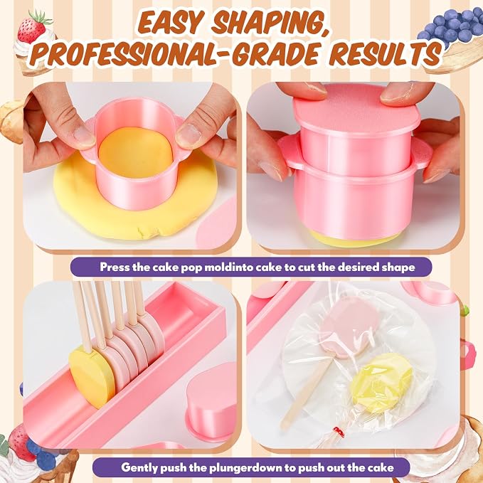 Cakesicle Cutter, Cakesicle Mold Set with 9in Tray, Cake Pop Mold with 100 Sticks, 100 Bags and 100 Ribbons, Baking Tools for Baby Shower Home Birthday Parties Wedding Desserts