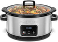 Chefman Slow Cooker 7 Quart, Large Family Size Programmable Digital Slow Cooker with 24-Hour Timer, Low, High & Warm Settings, Ceramic Crock, Tempered Glass Lid, Dishwasher-Safe, Stainless Steel