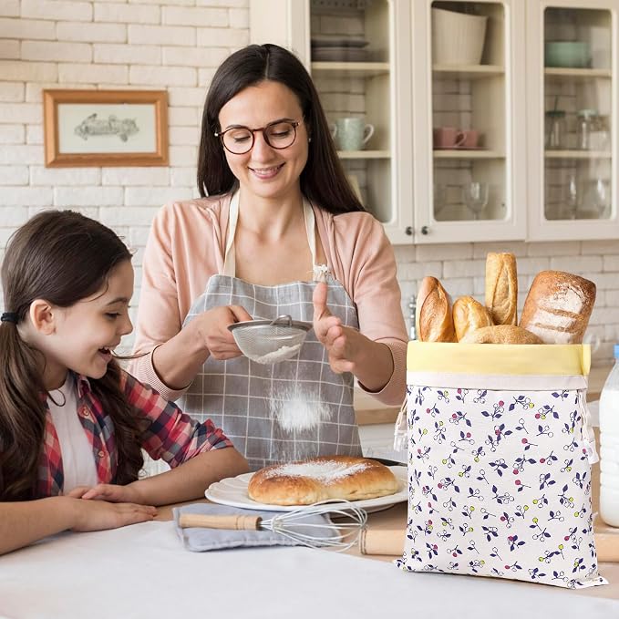 Beeswax Bread Bags for Sourdough, 2 Pack Reusable Bread Bag for Storage XL 17x13 Inch, Large Canvas Lined Bags for Homemade Sourdough - Keep Fresh, Freezer Safe