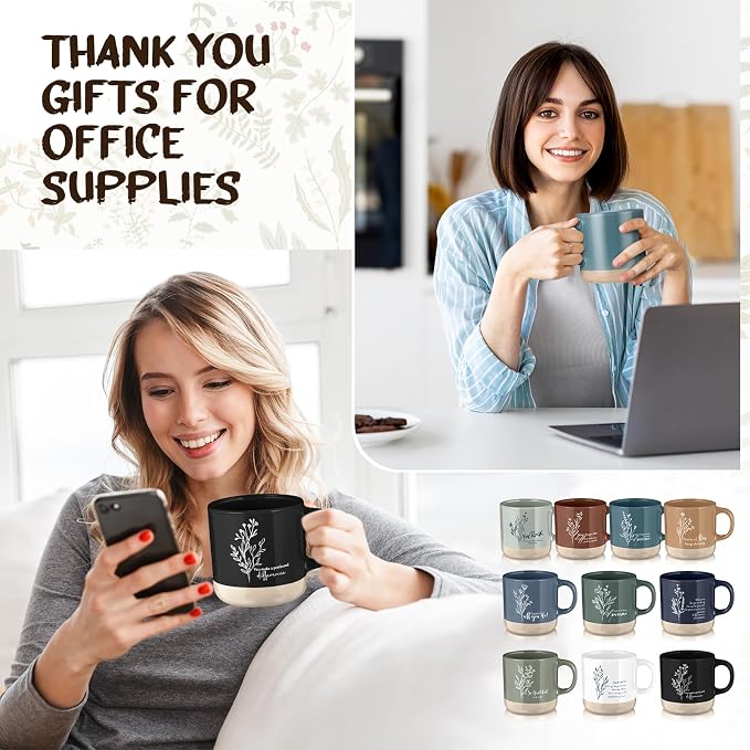 Didaey 30 Pcs Thank You Mugs Bulk Appreciation Gifts for Employee Coworkers Staff Thank You Gifts for Team Group Teacher Volunteer Office Motivational Ceramic Coffee Mugs(Wildflower)