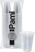 PAMI Disposable Plastic Cups, Bpa- Drinking Glasses for Parties, Cold Drinks, Smoothies, Jello, Cocktails (7 Oz - Pack of 100)