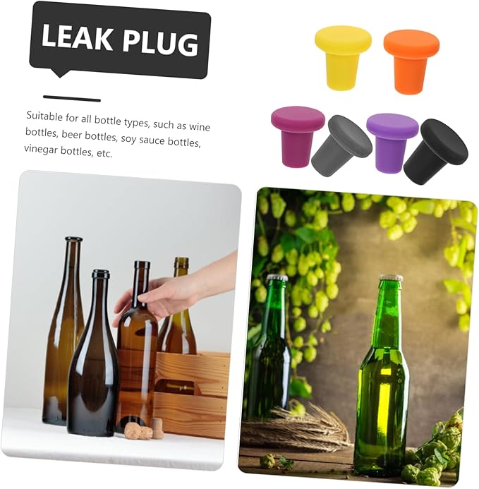 ULTECHNOVO 12pcs Silicone Wine Bottle Stoppers Leakproof Beverage Sealers for Wine Beer and More Food-grade Material and Keep Fresh and Prevent Spills