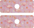 Kitchen Sink Splash Guard 2 PCS 14.7 Inch Sink Faucet Mat Splash Guard for Bathroom Countertop Water Absorbent Foldable Cuttable Soft Washable Pink Gradient Flamingo and Petals