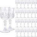 24 Pack Transparent Plastic Wine Glasses, Vintage Plastic Goblets for Parties, Drinking Glasses Unbreakable Glassware Crystal Water Goblets Reusable Drinkware for Wedding Reception Grand Event Party