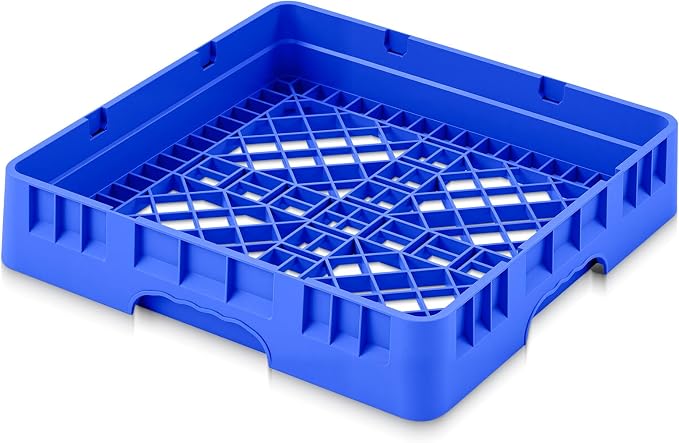 Aurelema Commercial Dishwasher Tray Rack, Commercial Dish Drying Rack, Polypropylene Full Size Flatware Tray for Hotel Canteen Kitchen Restaurant Tableware Plate and Bowl(Basic Edition,Blue,1 Pack)