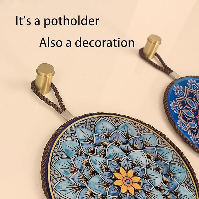 5 pcs Ceramic trivets, hot Dish mat, hot Pot Holder, Pot Holder, Heating Pads for Decorating tabletops and countertops, can be Hung, Kitchen Decor