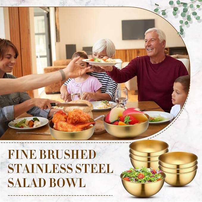 Nuogo 20 Pcs Gold Bowls 4.7 Inch Stainless Steel Mixing Bowls Decorative Esthetician Bowl for Facial Metal Serving Bowl for Holiday Birthday Party Wedding Baking Prepping Salad Fruit Soup