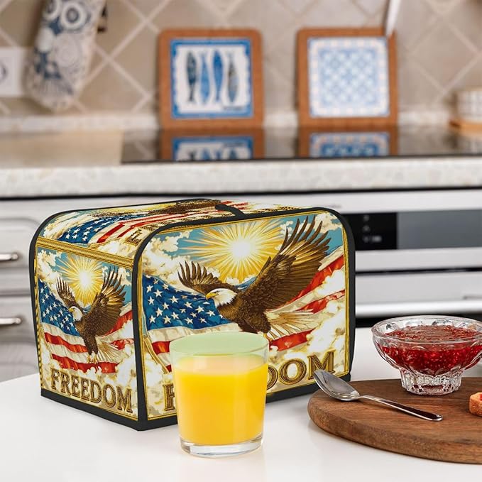 Flag Eagle Usa 2 Slice Toaster Cover Dust And Fingerprint Bread Maker Cover Bakeware Protector Washable Appliance Covers Kitchen Accessories For Home Kitchen Women Gift