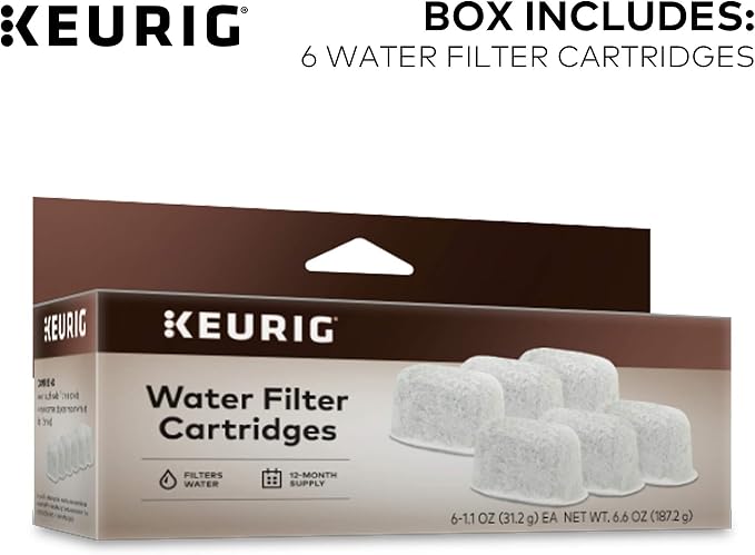Keurig Water Filter Refill Cartridges, 6 Count & 3-Month Brewer Maintenance Kit Includes Descaling Solution, Compatible Classic/1.0 & 2.0 K-Cup Coffee Makers, 7 Count