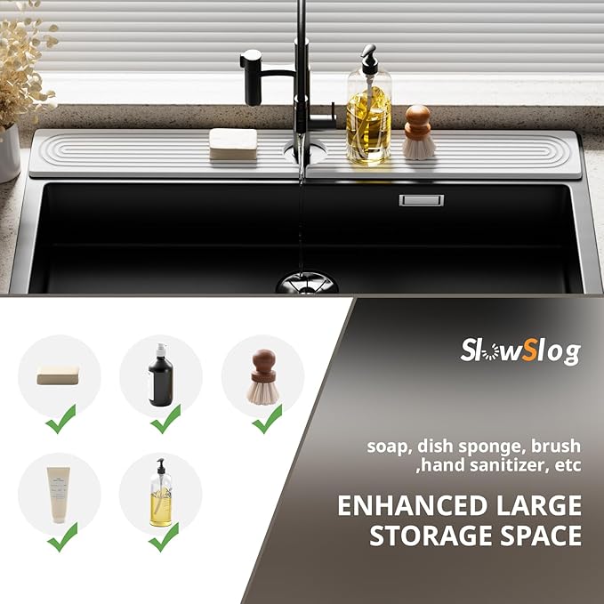 Sink Splash Guard - 30" Absorbent Stone Sink Tray for Kitchen and Bathroom Faucets - Durable Diatomite Mud Faucet Mat for Countertops - White