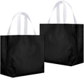 Eccliy Reusable Gift Bags Set Glossy Grocery Gift Tote Bag with Handle for Wedding, Bridal Shower, 4th of July, Summer Event(12 x 11 x 4.7 I Inch,Black,80 Pcs)