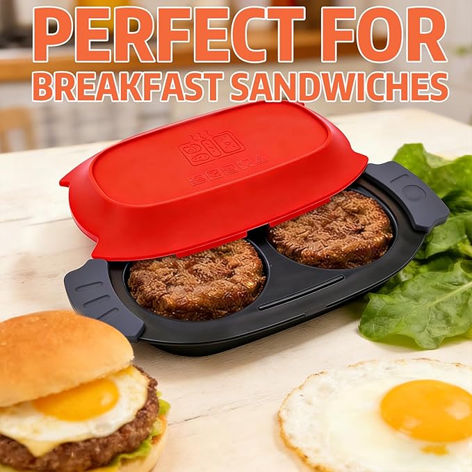 Microwave Egg Cooker for 2 Eggs - Microwave Egg Poacher & Fryer for Breakfast Sandwiches, Quick Breakfast Maker, Nonstick, Dishwasher Safe, BPA-Free, Portable for Home, Travel & RV (Orange red)