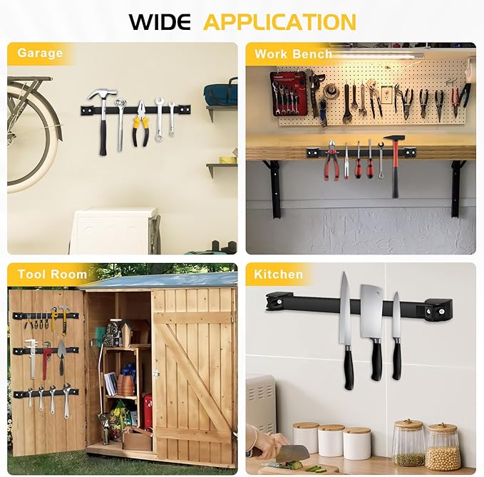 DGSL Magnetic Tool Holder Strip 10 Pack, 12In Heavy Duty Tool Organizer Magnetic Strip, Tool Magnet Bar For Garage Tool Organization