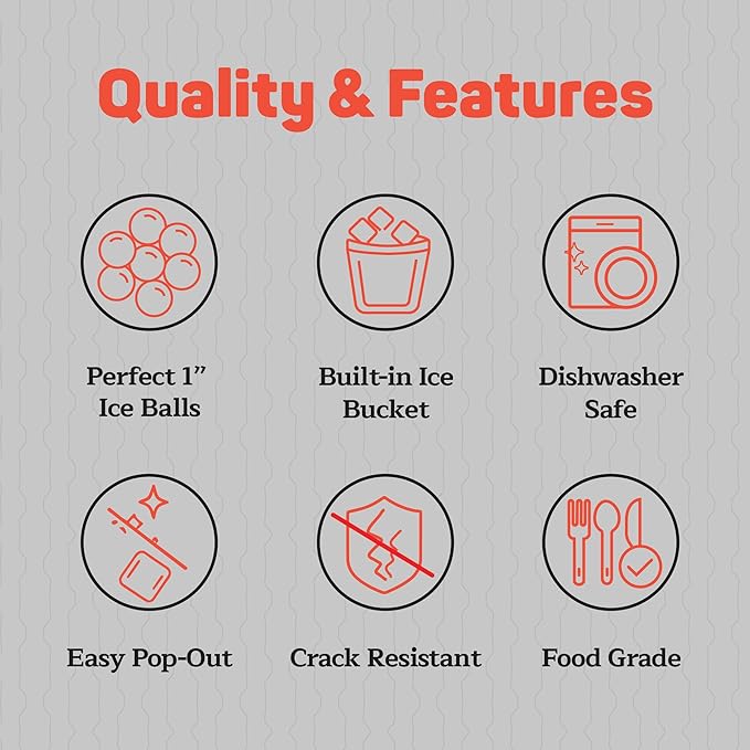 Emporio Kitchen Round Ice Cube Tray Set Pack of 2, BPA-Free Stackable Trays with Lid & Tongs, 104 Ice Balls Per Tray for Whiskey, Drinks, and Cocktails, Quick Release Round Ice Cube Mold, Black