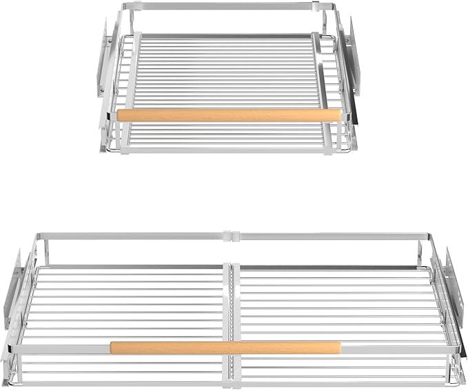iPEGTOP 2 Pack Pull Out Cabinet Drawer Shelf Organizer, Extendable Sliding Slide Out Pantry Shelves Storage Heavy Duty for Kitchen Cabinets Under Sink, Adjustable Width 17.1~28" W x 22.4" D