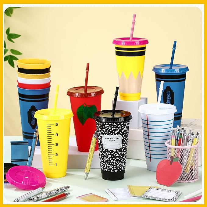 Honeydak 12 Set Back to School Teacher Gift Bulk Teachers Appreciation Gifts in Bulk Teacher Tumbler Cute Composition Notebook Sticky Note Ballpoint Pen for First Day of School Gift
