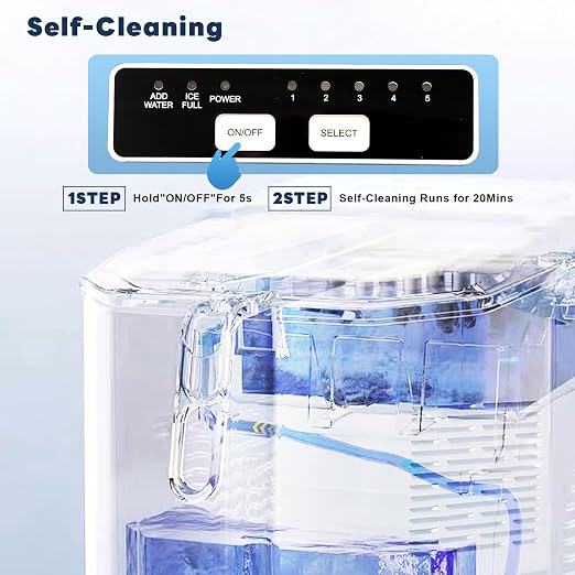 Ice Maker, iceBlue 5 Levels of Bullet Ice Sizes Countertop Ice Maker, 26.5lbs Per Day Ice Machine, 9 Ice Cubes Ready in 9 Mins Stainless Ice Makers Countertop for Home, Kitchen, Gift (Silver)
