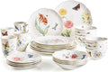 Lenox Dinnerware Set, Butterfly Meadow 28-Piece Set, Service For 4, Porcelain Plates With Scalloped Edges, Plates And Bowls Sets, Microwave Safe, Dishwasher Safe, Home & Kitchen (28 Piece, Assorted)