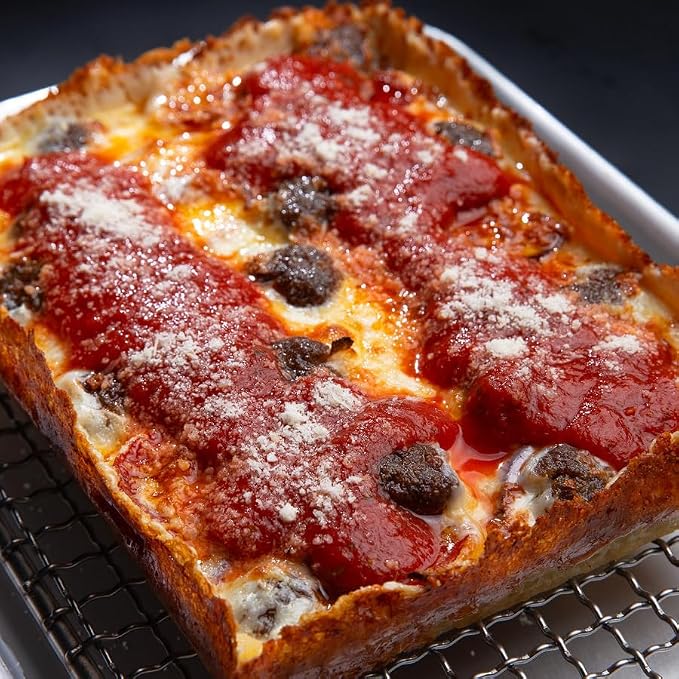 Detroit Style Pizza Pan 10x14x2.5 (Non-Stick, BPA & PFOA Free) Heat-Resistant Up to 500°F, Pre-Seasoned Authentic Hard Anodized Detroit Deep Dish Pizza Pan, Five-Year Free -Replacement
