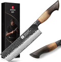 XINZUO 7 Inch Nakiri Knife, Hand Forged Damascus Steel Asian Chopping Chef Knife, Professional Meat Vegetable Kitchen Knife,Comfortable Grip White Oak Handle Usuba Knife