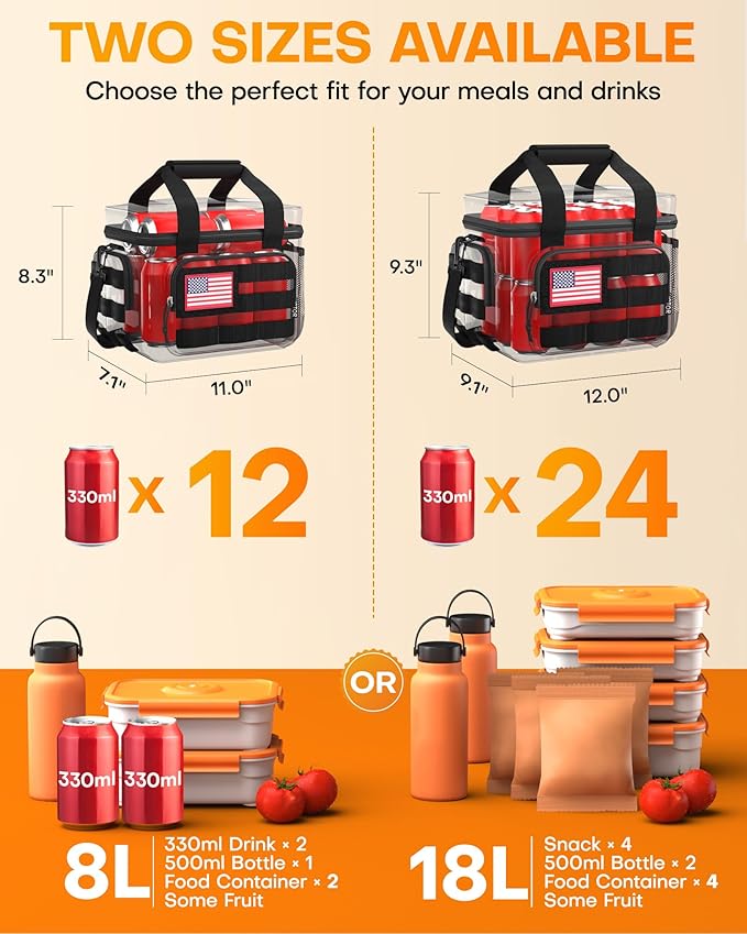 HOTOR Lunch Box for Men & Women - Insulated Lunch Bag with Multiple Pockets, Tactical Cooler Bag for Work, Hiking, Camping, Fishing, Travel, Brown, 11.0" x 8.3" x 7.1"
