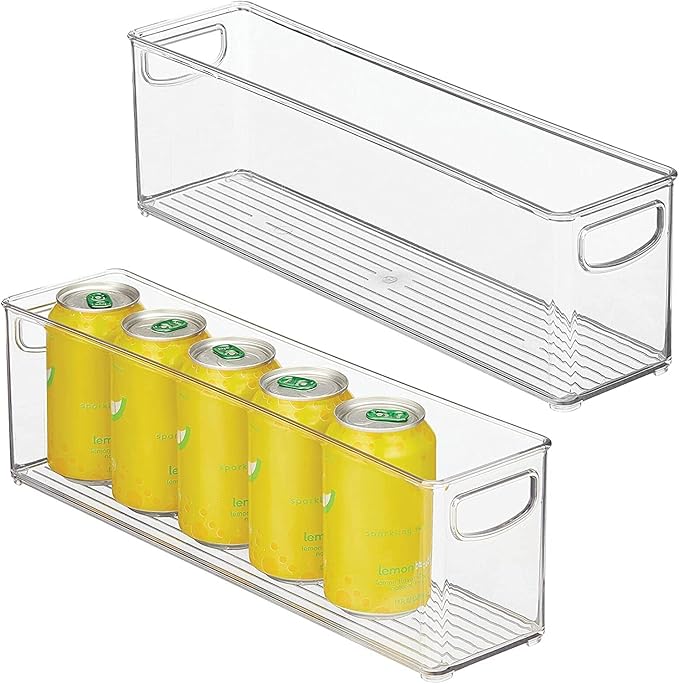 mDesign Small Plastic Nursery Storage Container Bins with Handles for Organization in Cabinet, Closet or Cubby Shelves - Organizer for Baby Food, Bibs, Formula - Ligne Collection - 4 Pack - Clear