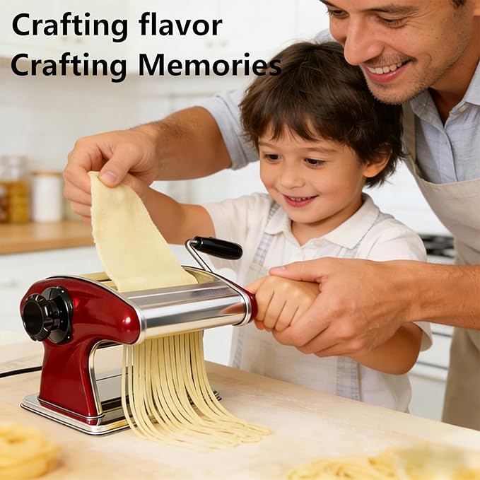 XINGYUEXUAN Pasta Maker Machine, Stainless Steel Manual Noodle Maker with 2mm & 4mm Cutters, Hand Crank for Homemade Spaghetti, Fettuccine, Lasagna & Dumpling