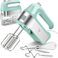 Hand Mixer Electric, 450W Kitchen Mixers with Scale Cup Storage Case, Turbo Boost/Self-Control Speed + 5 Speed + Eject Button + 5 Stainless Steel Accessories, For Easy Whipping Dough, Cream, Green