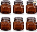 Norme 6 Pack 25oz Amber Airtight Glass Jars with Lids, Square Food Storage Container Airtight Food Wire Clip Fastening for Sauerkraut Flour Kitchen Sugar Cereal Kitchen Canning Pickling Mason Jars