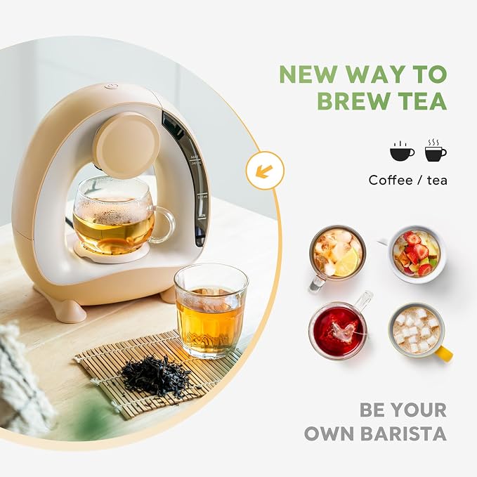 Single Serve Coffee Maker 2 in 1, 1400W Fast Brewer for K-Cup Pods & Ground Coffee, One-Touch Americano & Tea Machine with 2 Reusable Filters, Compact Design for Home Office RV Dorm