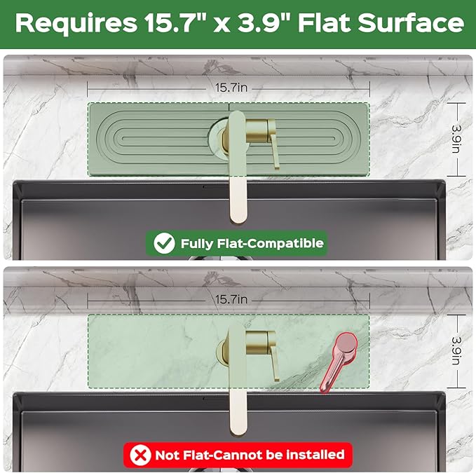 15.7 Inch Stone Faucet Mat for Kitchen Sink Splash Guard - Diatomite Quick Dry Stone Mat Kitchen Sink Protectors, Water-Absorbent Faucet Handle Drip Catcher Tray with Drainage (Gray, 15.7" x 3.9")