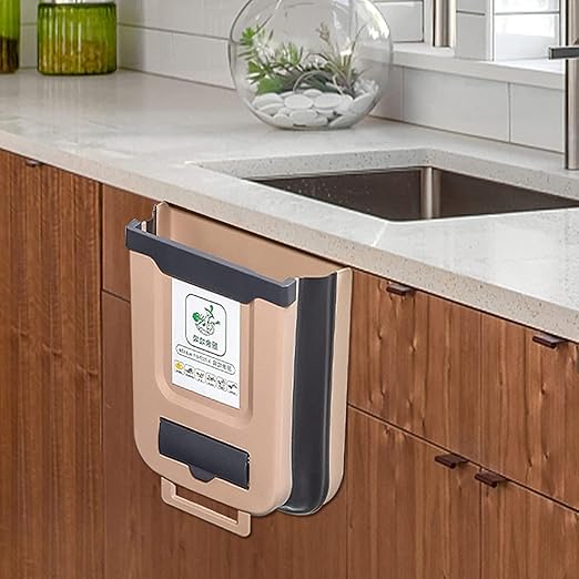 10l Wall-Mounted Kitchen Cupboard Trash Can, Collapsible Food Waste Bin for Cabinets, Ideal for Campervans, Bathrooms, and Motorhomes Coffee