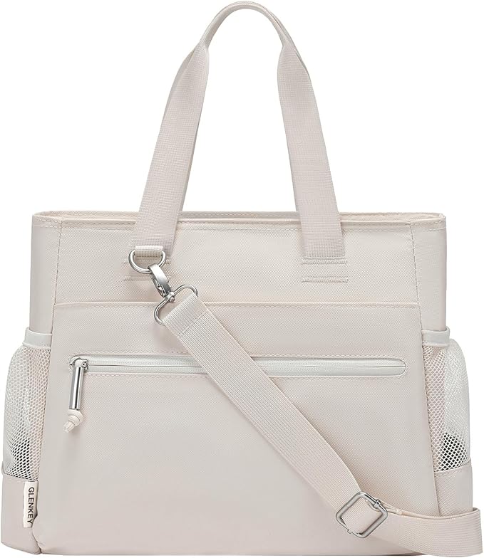 GLENKEY Insulated Lunch Box Lunch Bag Tote - Large Leakproof Cooler Bags for Women - Soft Lunchbox for Adults Work Shift Picnic Travel Cream 10L