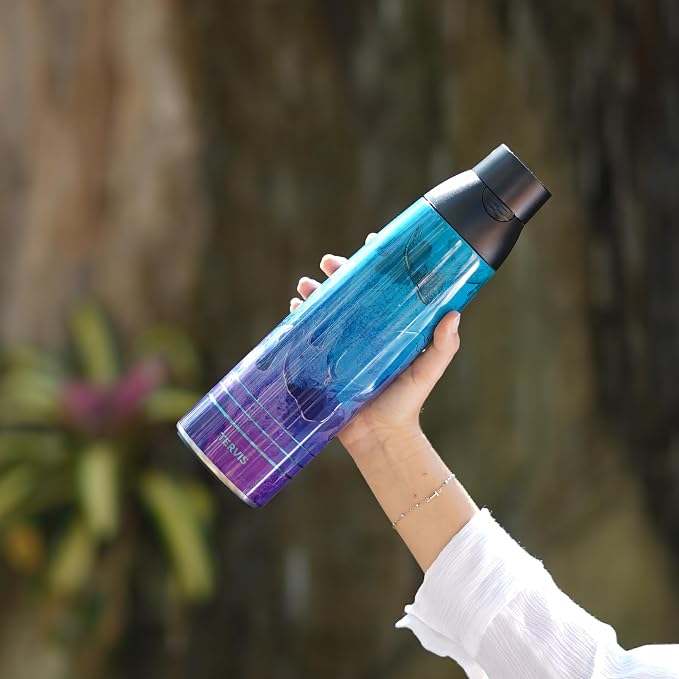 Tervis Venture Water Bottle Sara Berrenson - Kalani Peacock Triple Insulated Tumbler Travel Cup Keeps Drinks Cold & Hot, 26oz, Stainless Steel