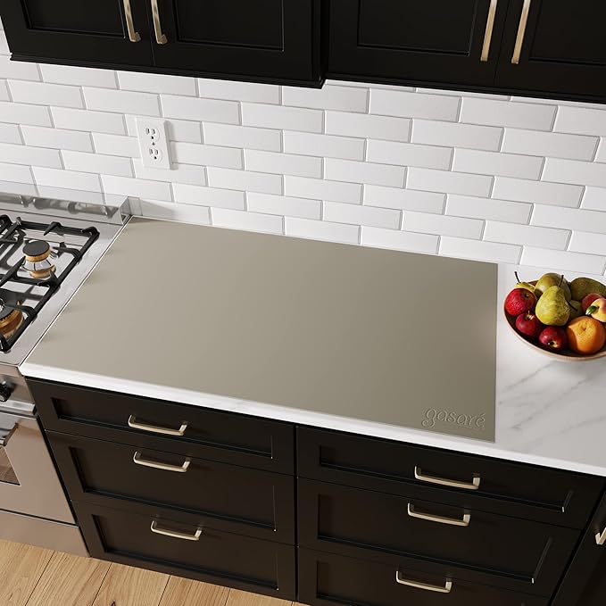 GASARÉ, Extra Large, Thick, Silicone Mat for Kitchen Counter, Heat Resistant Mat, Countertop Protector, Non-Slip, Easy to Clean, Cuttable, 40 x 23.5 Inches, Taupe