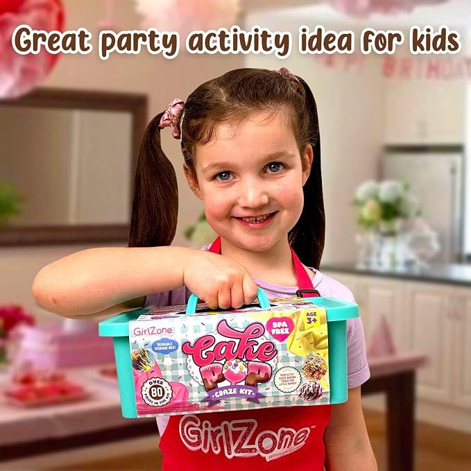 GirlZone Cake Pop Craze Kit, Baking Set for Kids Ages 10–12 with Cake Pop Mold, Stand, Gifting Bags & Decorating Pen, Fun Creative Kitchen Activity, Birthday Gift