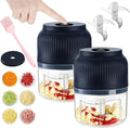 2026 New Electric Garlic Chopper, Mini Portable Veggie Chopper, Small Cordless Garlic Choppers Mincer, USB Rechargeable, 350ML Electric Mini Veggie Cutter for Onion, Garlic, Chili, Ginger (Blue*2)