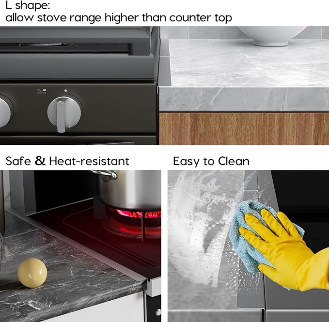 VIESEMBO Stove Gap Covers Stainless Steel, Retractable Oven Gap Filler for Stove and Counter, Stove Top Covers for Electric Stove,30x21 Inch Glass Stove Top Protector