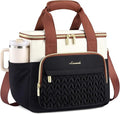 LOVEVOOK Lunch Bag Women, Insulated Wide Opening Adult Lunch Box for Women Work with Cup Holder, Large Lunch Cooler Tote Bag with Utensils Pocket for Office Campus Picnic Beach Mom Nurse Family