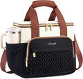 LOVEVOOK Lunch Bag Women, Insulated Wide Opening Adult Lunch Box for Women Work with Cup Holder, Large Lunch Cooler Tote Bag with Utensils Pocket for Office Campus Picnic Beach Mom Nurse Family