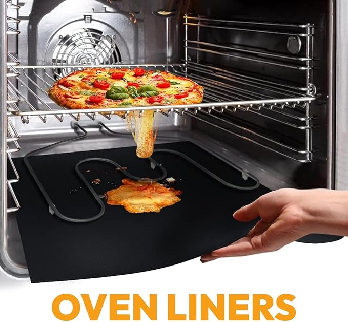 Large Teflon Mats, Reusable Non-Stick Oven Liners For Toaster Ovens, Dishwasher Safe, Oven Mat For Bottom Of Oven (13" x 16" / 2pcs) (24" x 16" 4pcs Black)