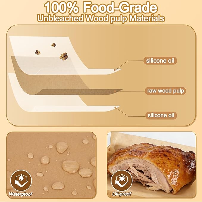 12x16 Inch Parchment Paper Sheets for Baking, 360 Count Thicker Precut Half Sheet Pan Liners, Unbleached Non-Stick Baking Paper for Oven Air Fryer Microwave, 450℉ Heat Resistant (360)
