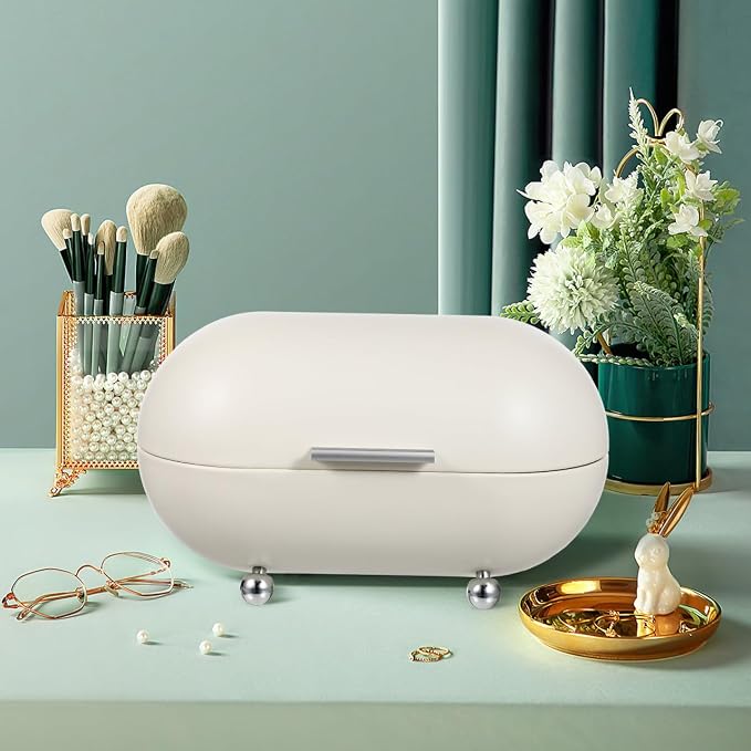 Angoily Metal Bread Box 13X7.5X7.5 Inch Kitchen Countertop Bread Container with Rolling Door Large Storage Organizer for Household Food and Sundries