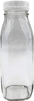 The Dairy Shoppe Glass Milk Bottle, Heavy Glass with Extra Lid, Creamery Style (1, Threaded Pint)