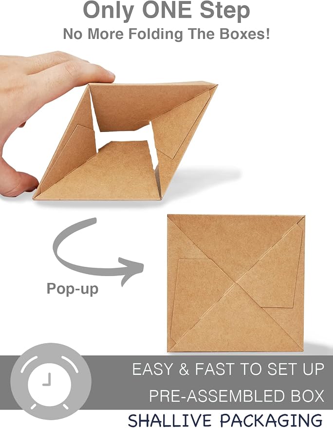 100 Pcs Kraft Brown Cupcake Boxes Individual Bulk Paper Cupcake Containers Single with Insert and Window, Pop up Cookie Boxes and Cocoa Bombs Boxes Packaging for Bakery Gift Giving