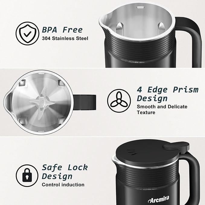 𝟲 𝗶𝗻 𝟭 Nut Milk Maker Machine, 20 oz(600ml) Homemade Almond, Soy, Oat, Plant-Based and Non-Dairy Beverages, Almond Miilk Makerr, Delay Start/Boil Water/Keep Warm, Soy Milk Machine, Nut Milk Bag