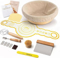 DOYOLLA Bread Proofing Basket Set, Sour Dough Tools with Silicone Bread Sling, Sourdough Starter Kit, Baking Gifts, Bread Making Kit (Round,8.5 inch) | Handmade Rattan